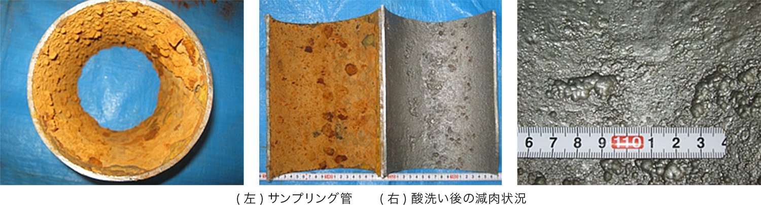 既設配管から採取したサンプリング管の劣化状況(例)